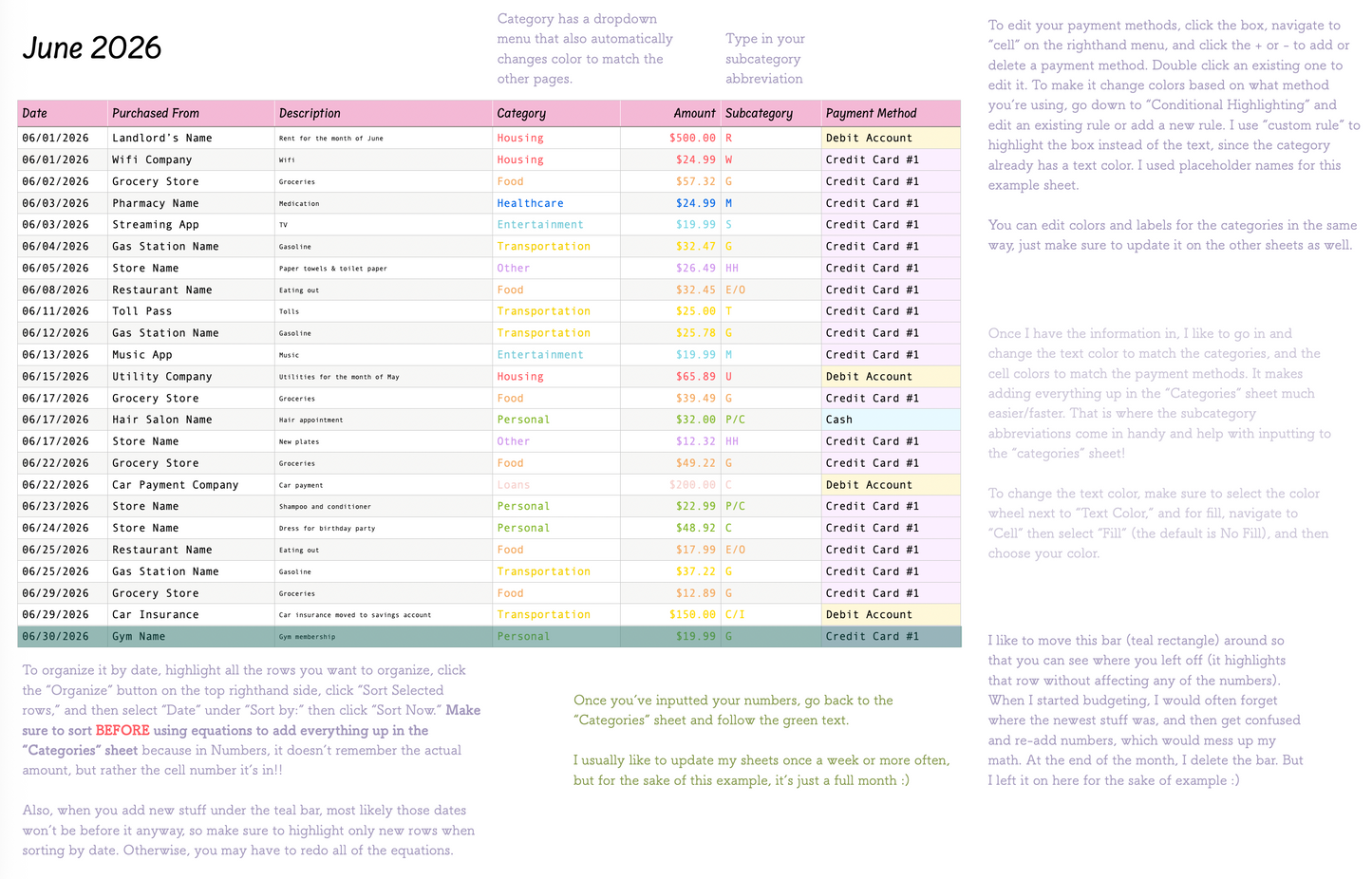 Budgeting Spreadsheets