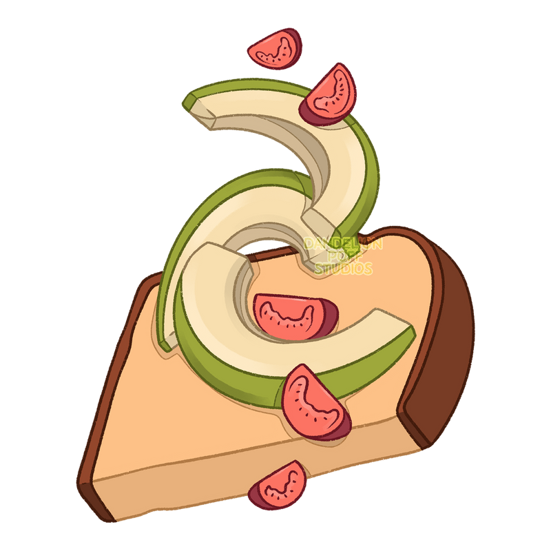 Falling avocado toast illustration