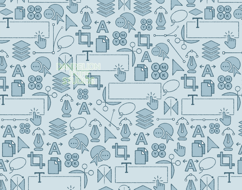 Blue graphic design symbols pattern illustration