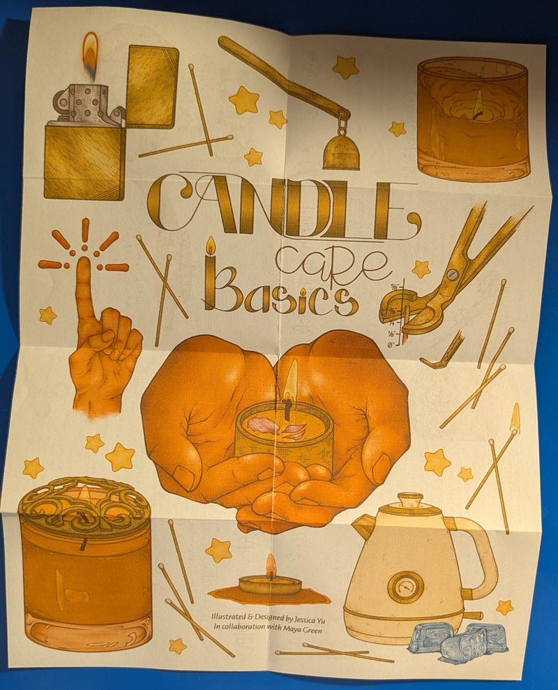 Printed candle care basics poster