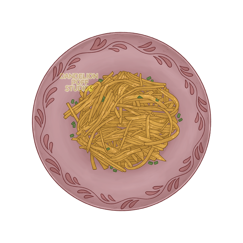 Stir fry potato dish illustration