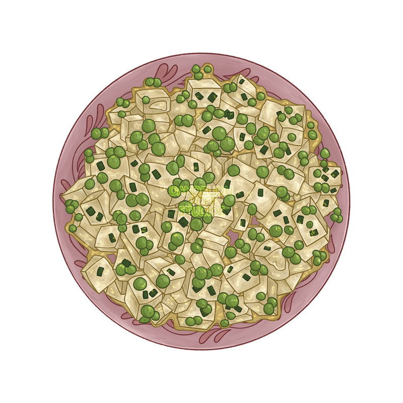 Fried tofu illustration