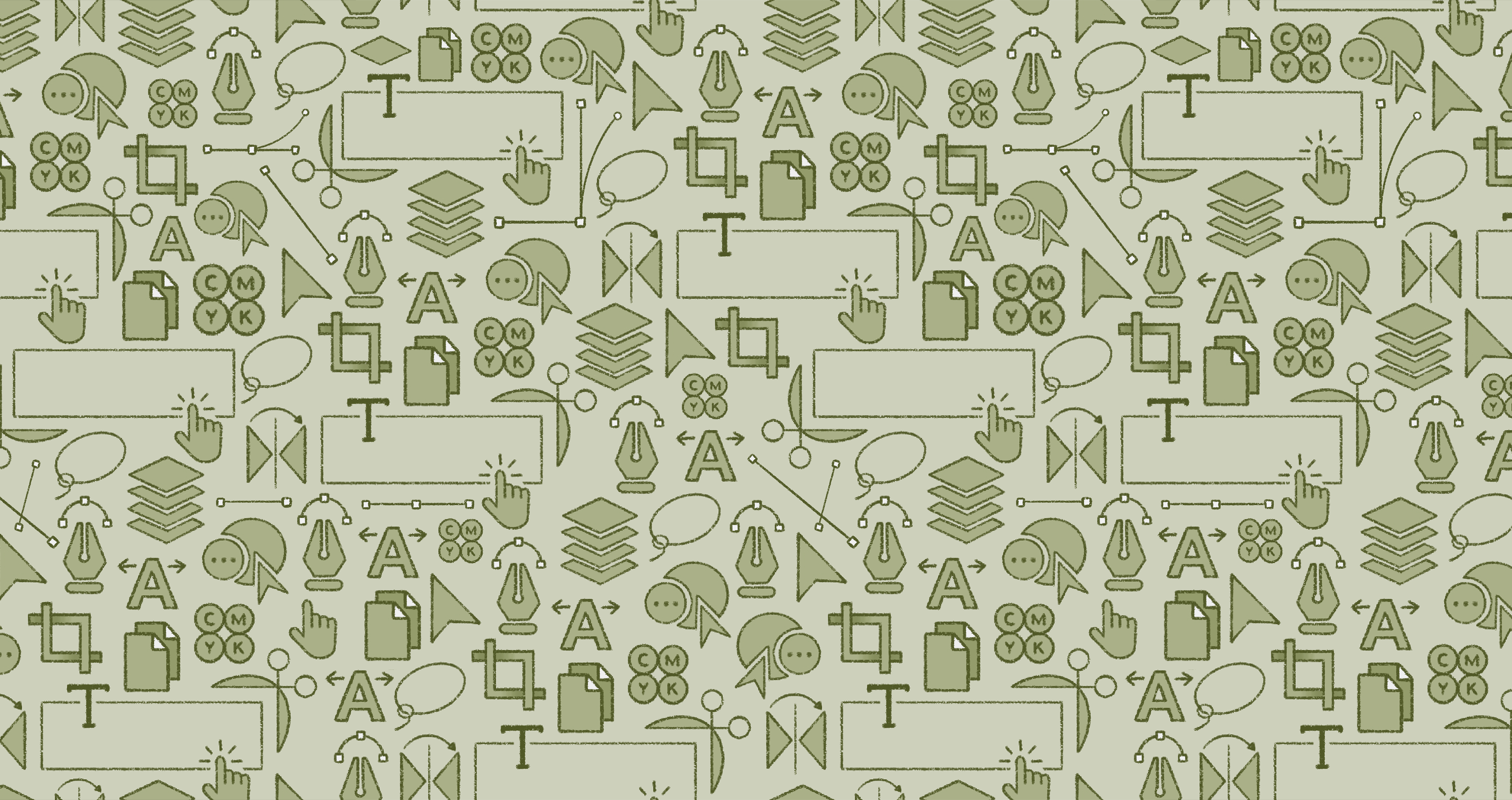 Pattern consisting of green graphic design related symbols
