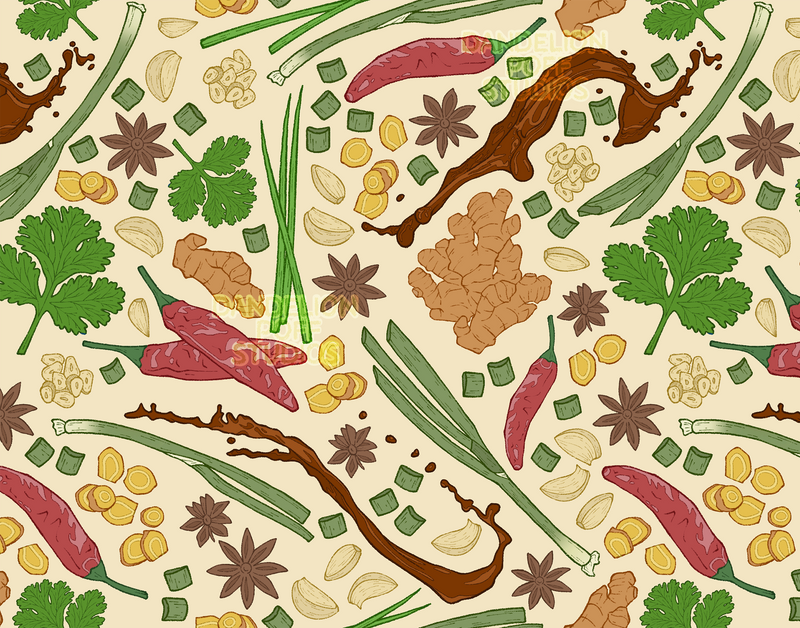 Ingredients pattern illustration