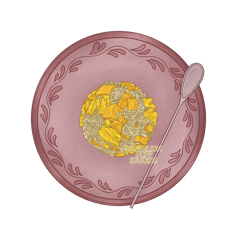 Pineapple fried rice illustration