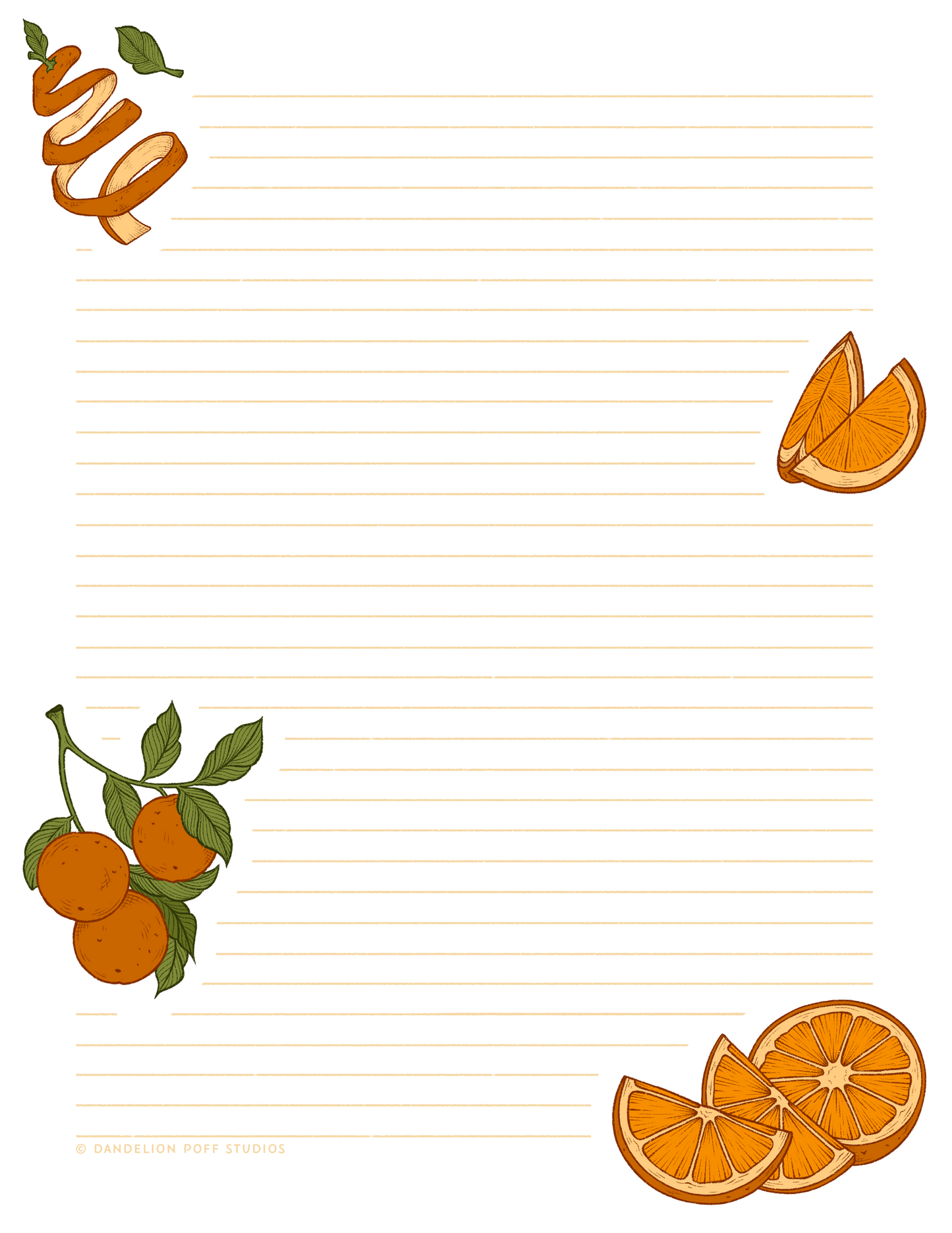 Orange (Fruit) Themed Stationery
