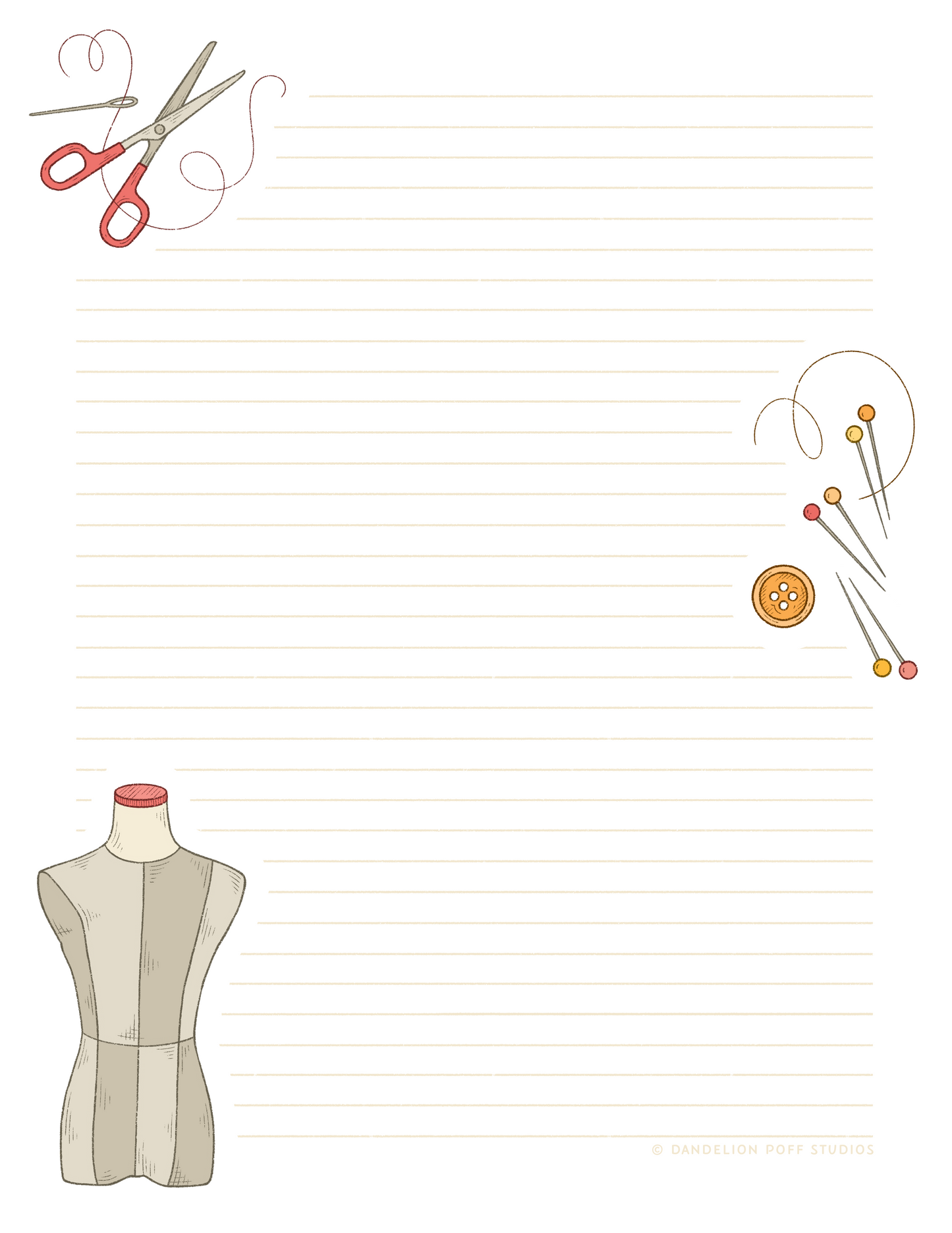 Sewing Themed Stationery