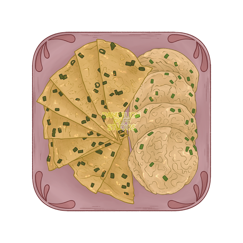 Scallion pancake illustration