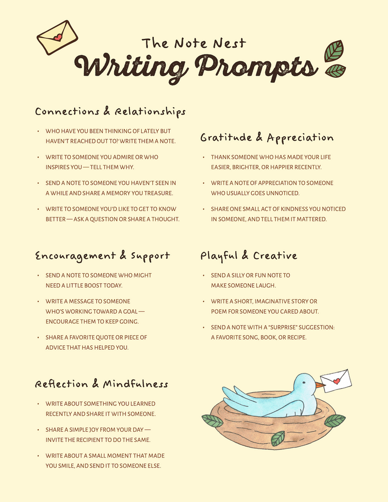 Writing prompts for The Note Nest