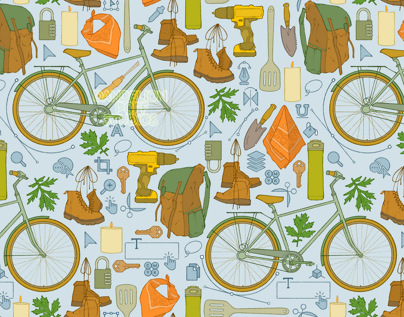 Outdoor hobby pattern illustration